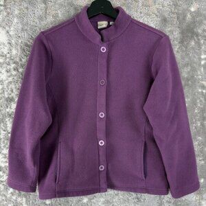 LL Bean size M Fleece Outdoor Hiking Button Jacket Purple Long Sleeve Pocket
